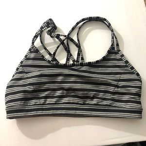 Athleta Black/Gray Stripe Full Focus Bra